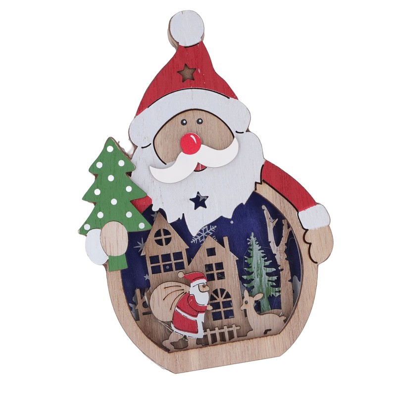 Luminous Christmas Ornament LED Light Emitting Wooden Christmas Decorations Ornaments