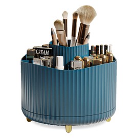 Veki 360°Rotating Makeup Brush Holder Organizer, Makeup Organiser for Dressing Table, Cosmetic Brush Holder for Bathroom Vanity, Cosmetic Brushes Container Storage for Lipstick Eyeliner (Dark Green)