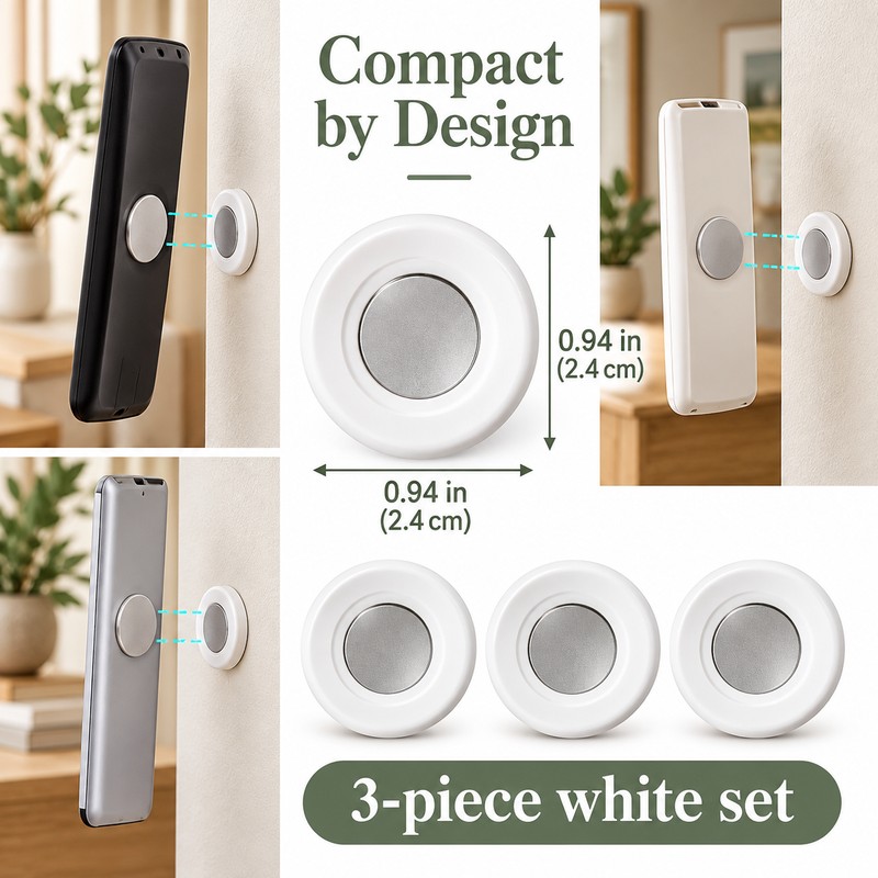 3pcs No Drill Magnetic Remote Holder - Wall Mount for