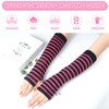 Scettar 4 Pairs Women's Long Fingerless Gloves, Striped Knitted Arm