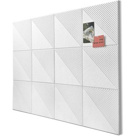 Large Cork Board for Walls 48"x 36", 12 Pack Felt Wall Tiles with Safe Removable Adhesive Tabs, Cork Board for Office,Pinboard Bulletin Board - White