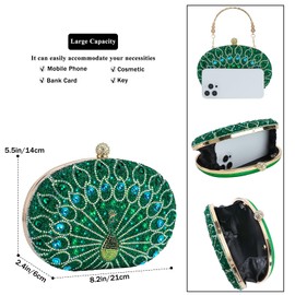COAIMANEY Women's Vintage Beaded Sequin Peacock Clutch Purse Handmade Crossbody Bag Evening Handbag For Wedding Party Prom