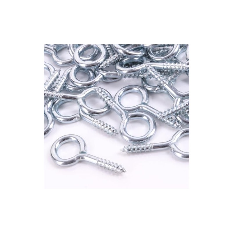 100x Heavy Duty Small Steel Screw in Eye Hooks -