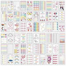 UMCHU 60 Sheets Tattoo Stickers for Women Smileys Polka Dots Lines Flowers Hearts Fake Tattoo Stickers, Realistic Fake Tattoos, Waterproof Temporary Tattoo Stickers