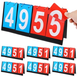 Epicover 6 PCS Portable Flip Scoreboard, 4 Digit Foldable Scoreboard Keeper, Double-Sided Scorecard for Baseball Basketball Football