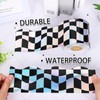 FYSUIMU 65.6Ft Iridescent Checkered Bulletin Board Border Holographic Black Plaid
