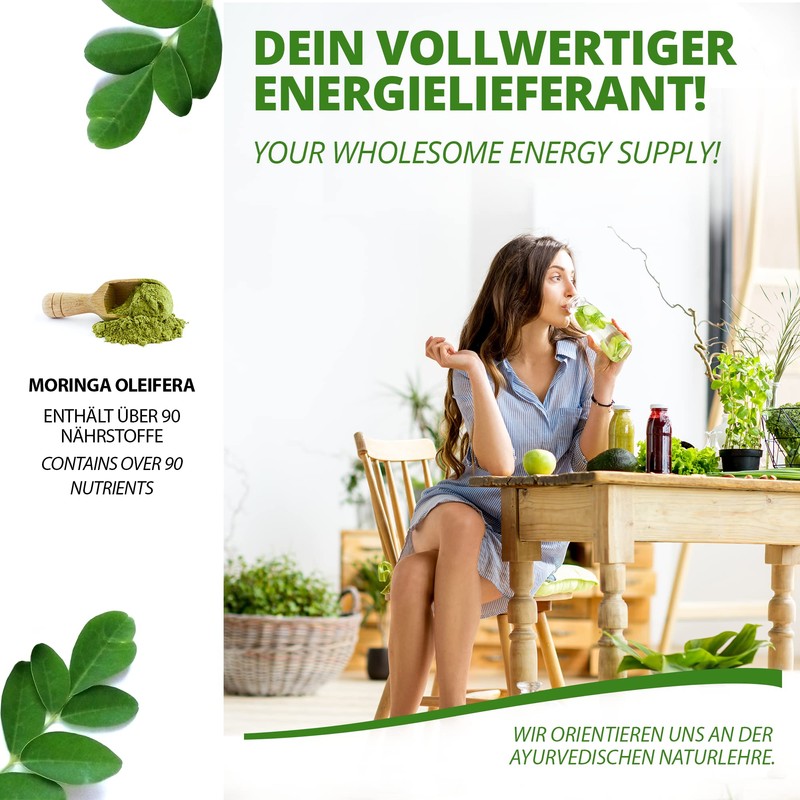 MoriVeda Moringa Powder 500 g, Vegan and Gluten-Free, Micro-Fine Oleifera
