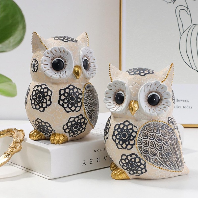 Betterlifewj 2 Pack Cute Owl Statues, Perfect for Home Decor,