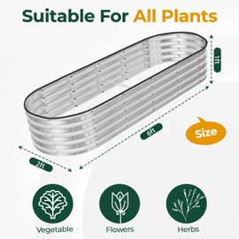 Utopia Home Galvanized Raised Garden Bed, 6 by 2 by 1 feet Lightweight Planter Boxes Outdoor with Easy Assembly, Large Garden Bed for Vegetables, Fruits, Flowers, Silver