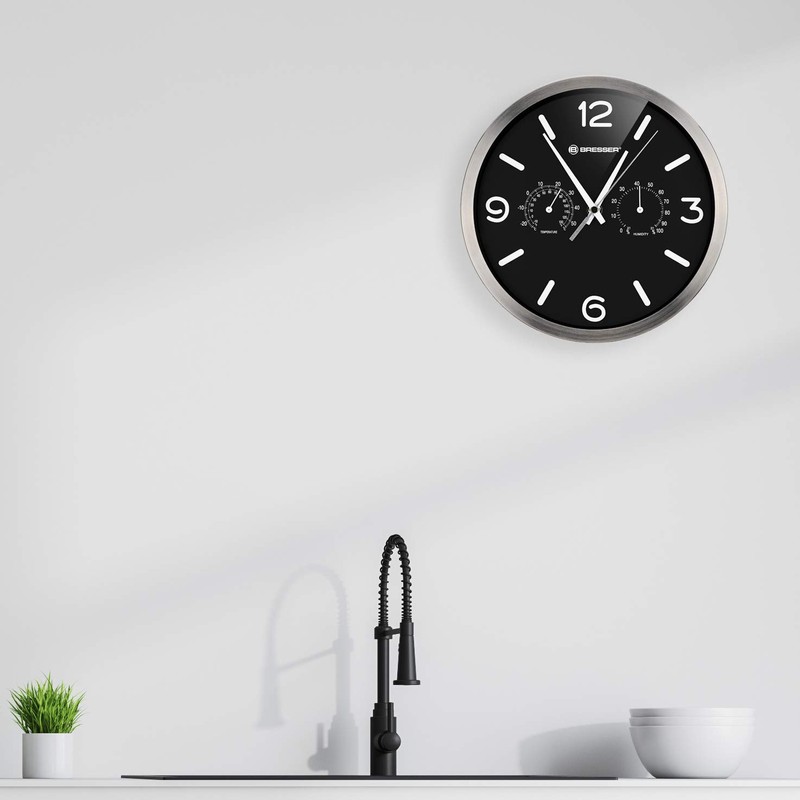 Bresser Wall Clock, Metal, Black, 250x250mm