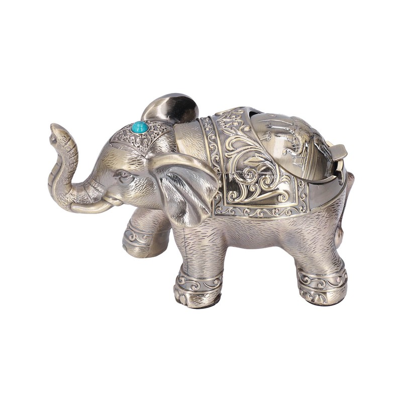 Cigar Ashtray Vintage Elephant Wind Proof Embossed Design Durable Metal