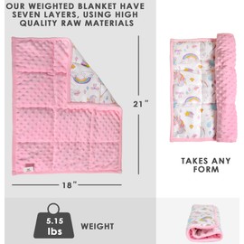 Weighted Lap Pad for Kids Sensory 5 lbs (Unicorns, 5 lbs)