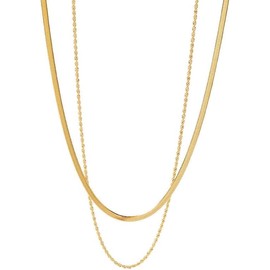 Layered Necklace for Women Dainty Trendy Flat Snake Chain Fried Dough Twists Chain Double Layer Necklace Set Simple Stacked Layering Jewelry 1Pcs