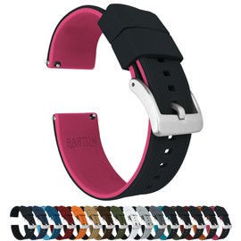 BARTON WATCH BANDS, 19mm Black/Pink - Elite Silicone Watch Bands - Quick Release - Choose Strap Color & Width
