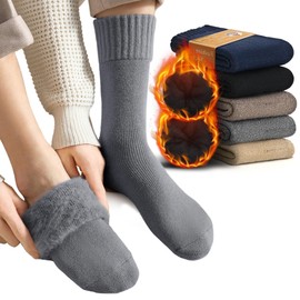 Allanve Women's Warm Winter Socks, (30% Wool Selected, Soft Inner Pile & Superior Texture) Socks, Fluffy Socks, Fleece Lined, Thick, Heat Retention, Soft, Fluffy, Wool Socks, Room Socks, Stretchable,