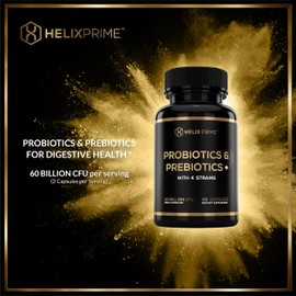 HELIX PRIME Probiotics and Prebiotics for Women or Men Probiotics 60BN CFU Lactobacillus Acidophilus Bifidobacterium Lactis Made in USA