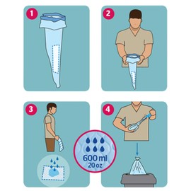 URINAL MACHILE U600 - Unique urine pad with integrated outer bowl to protect the hands - Absorbent 600ml - Unique hypoallergenic and dermatologically tested (1 pack = 20 bags with bag).