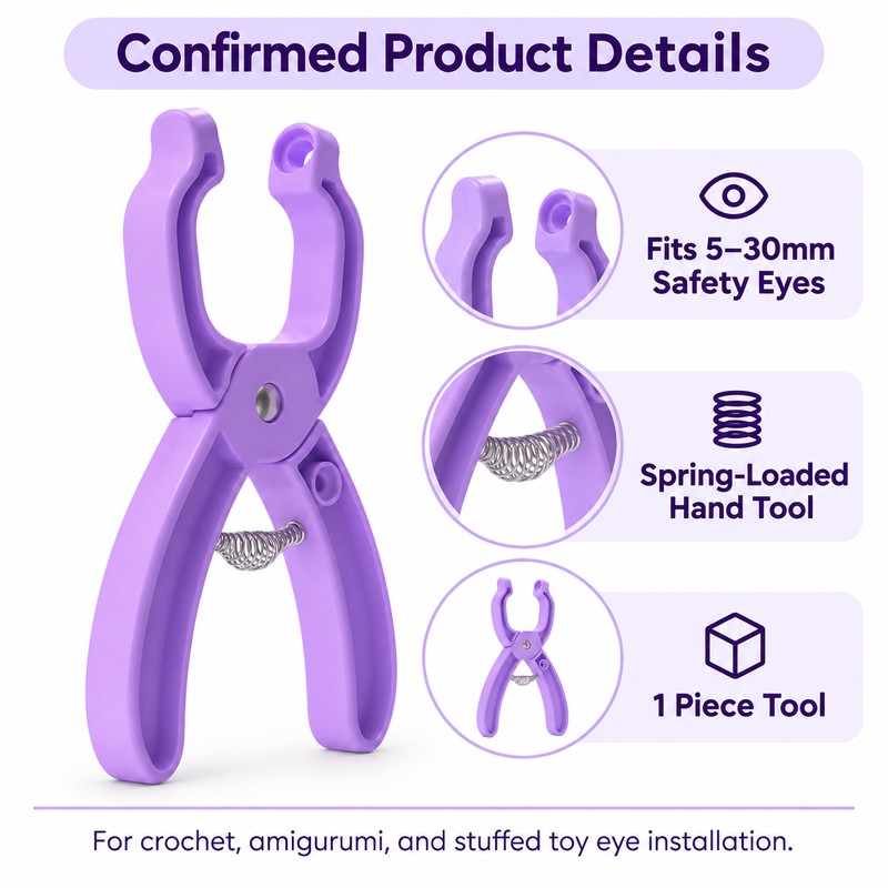 Safety Eye Installation Tool for Amigurumi – Fits 5–30mm Eyes