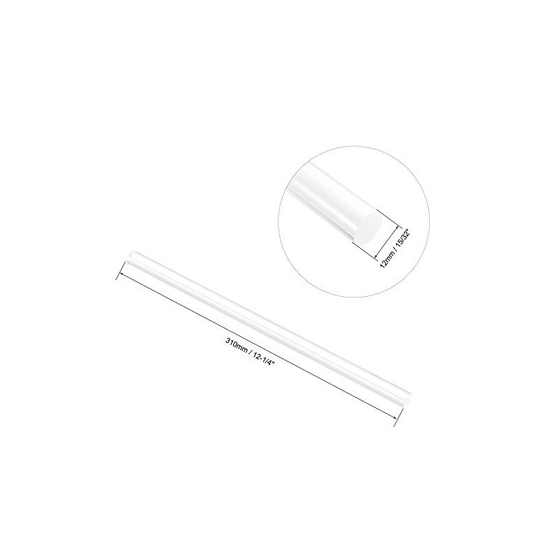 sourcing map Acrylic Round Rod, Clear,15/32" Diameter 12-1/4" Length, Solid