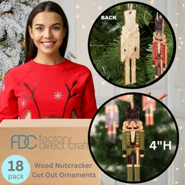 Wood Nutcracker Cut Out Ornaments Set of 18 by Factory Direct Craft - Christmas Decorations for Wreaths, Trees and Holiday Displays - 4 Inches High