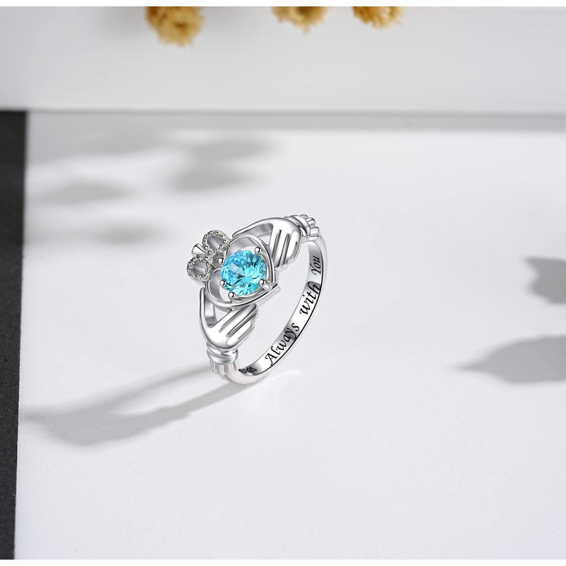 Claddagh Rings for Women 925 Sterling Silver (Size 10), Irish