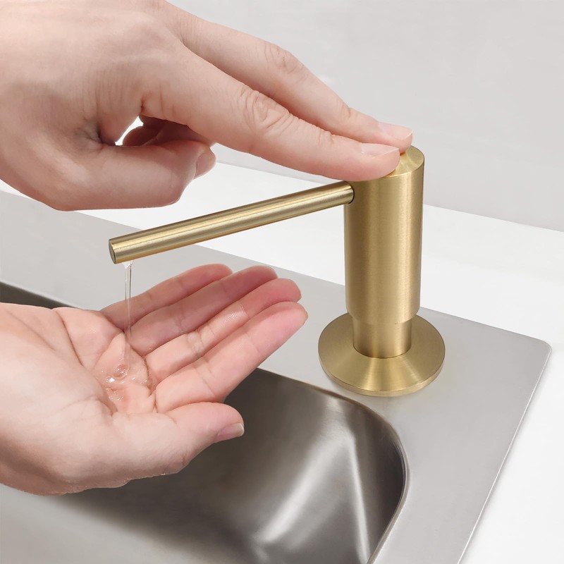 EADOT Brushed Gold Built in Dish Soap Dispenser for Kitchen