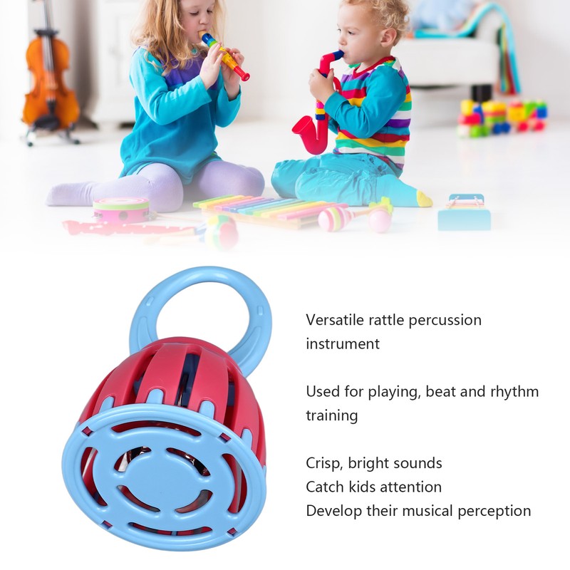 Handled Cage Bell Babies Rattle Orff Plastic Kids Music Percussion