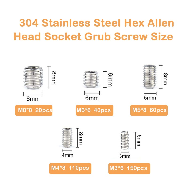 Ymaiss 380pcs 304 Stainless Steel Hex Allen Head Socket Set