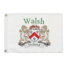 Walsh Irish Coat of Arms Small White Flag - 12"x18" inches