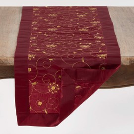 Embroidered And Sequined Table Runner In Festive Tones