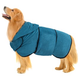 Avont Dog Bathrobe - Super Absorbent Pet Drying Towel Bath Robes After Bath Shower Swim Wet Walk for Puppies -Blue(S)