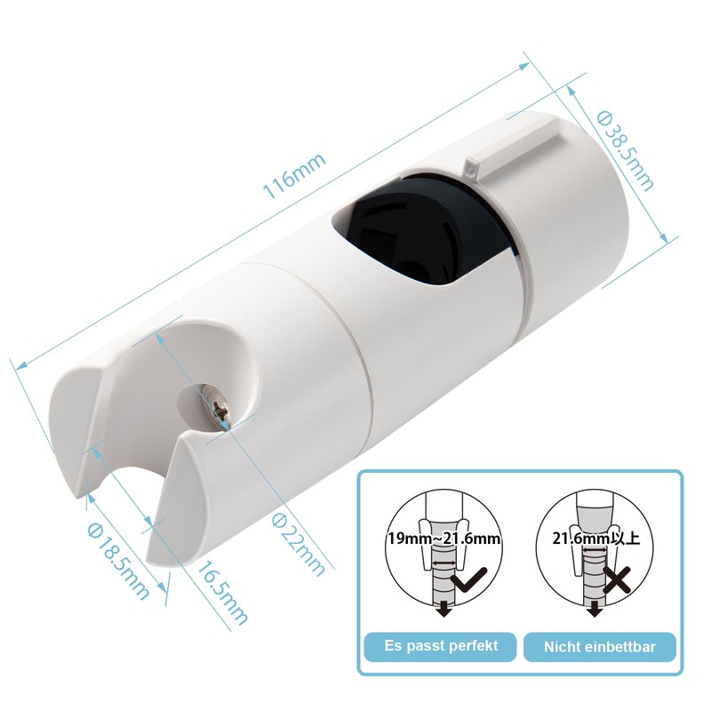 OFFO Hand Shower Holder 19-25 mm Adjustable Diameter Shower Holder