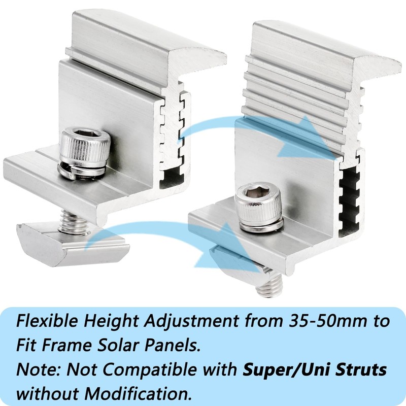 YOUEON 10 Pack Solar Panel End Clamps 35-50mm Adjustable, Aluminum