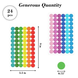 SallyFashion 1440PCS Colored Dot Stickers, Color Coding Labels 12 Colors Round Circle Stickers for Office Student Classroom Crafts Project