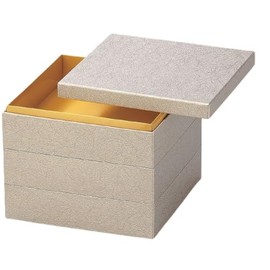 J-kitchens Excursion Bento Box, Made in Japan, 3-Tier, 6.5 Inches, Japanese Paper, Silver Undragon, 7.9 x 7.9 x 6.9 inches (20.0 x 20.0 x 17.6 cm)