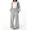 FACDIBY Fleece Lined Sweatpants for Women Wide Leg High Waisted