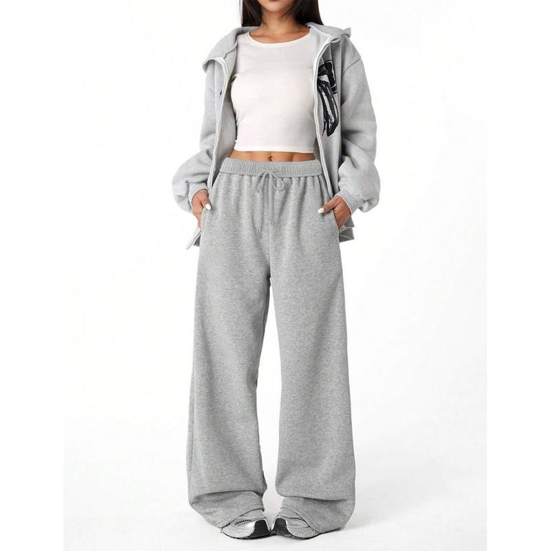 FACDIBY Fleece Lined Sweatpants for Women Wide Leg High Waisted