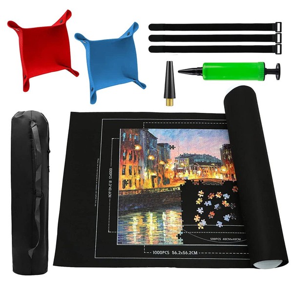 DAGORD Puzzle Mat for Puzzles Black Puzzle Mat with up