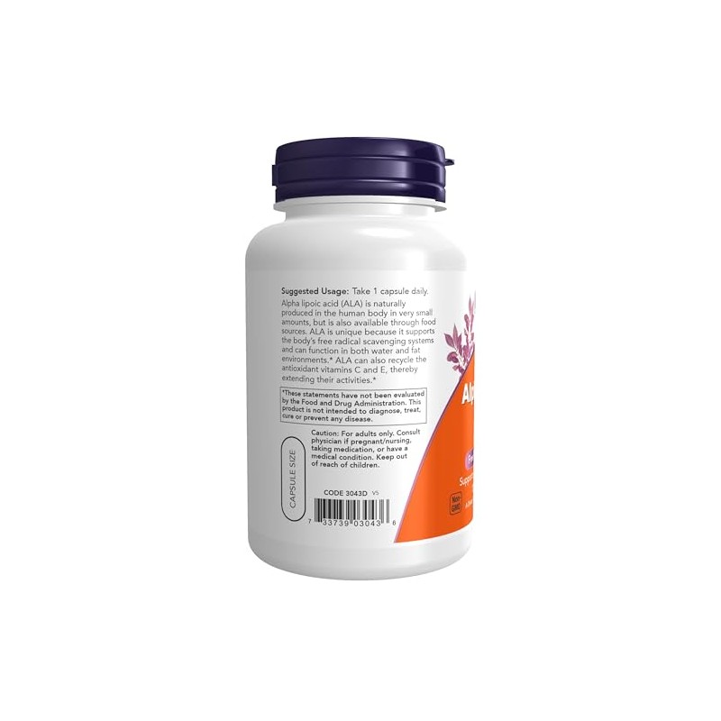 NOW Alpha Lipoic Acid 250 mg,120 Veg Capsules