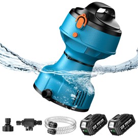 SEESII Floating Water Pump Battery Powered, 720GPH Cordless Water Transfer Pump w/ 2 Pcs 4000 mAh Batteries & Charger, 25 ft of Lift, 3/4" Outlet, Portable Small Pump for Pool, Pond, RV, Boat, Garden