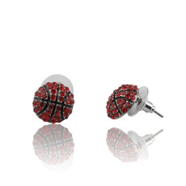 FUSTMW Basketball Earring Studs for Women Basketball Gifts for Basketball Lovers Earring Basketball Player Team Gifts, Copper, Cubic Zirconia