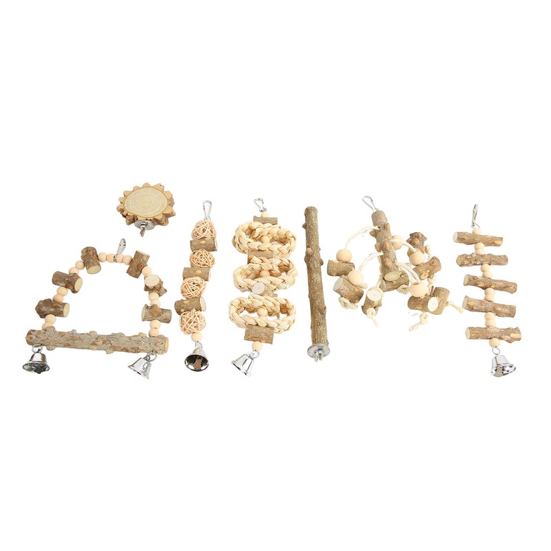 Bird Chewing Toys Hanging Natural Wood Parrot Swing Chewing Toys