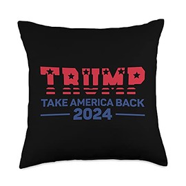 Trump 2024 Political Tees Trump Supporter Political Tee Take American Back 2024 Throw Pillow, 18x18, Multicolor