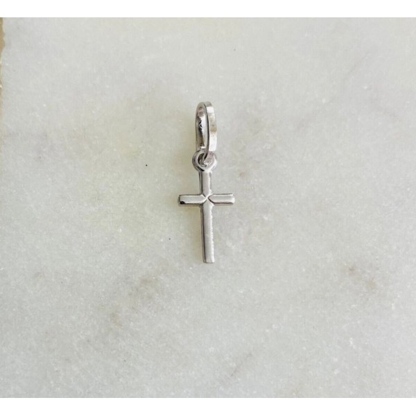 Alex and Elsa 14K White Solid Gold Small Cross 18mm