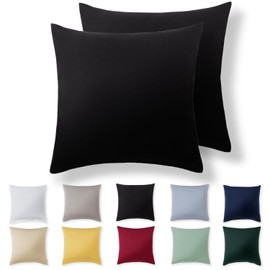 Alreya Cushion Cover 80 x 80 cm (Set of 2) – Black – 100% Jersey Cotton – Cushion Cover for Cushions 80 x 80 cm, Jersey Pillowcases, Super Soft Pillowcases 80 x 80 cm with Zip