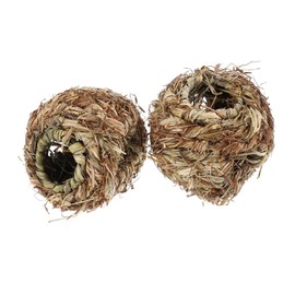 ORFOFE Safe Pet Toys 2pcs Little Grass Woven Balls Molar Toys for Rabbits Hamsters Parrot Pet Teeth Grinding Build Friendly Environment