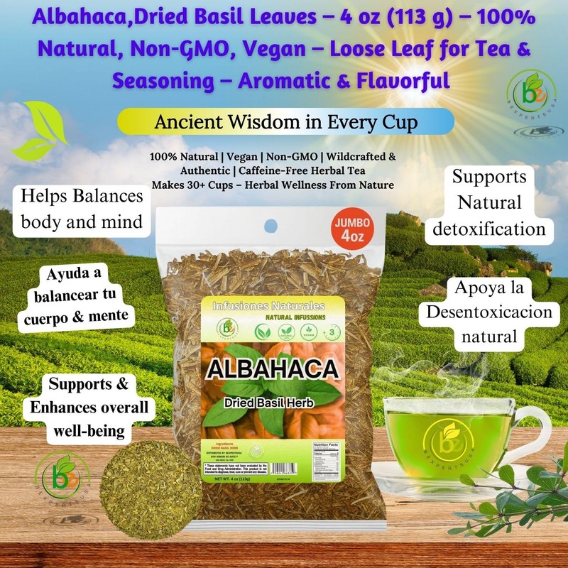 Albahaca Seca para Té y Condimento(Dried Basil Leaves – 4