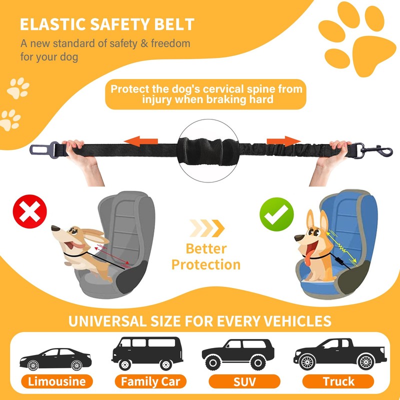 Dog Seat Belt Retractable Dog Car Harness 1 Pack Adjustable
