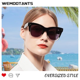 WEMOOTANTS Bifocal Reading Sunglasses 1.0 Women Oversized Dual Focal Sun Readers 1.00 1.5 2.0 2.5 3.0 3.5 4.0 Black and Clear Frame