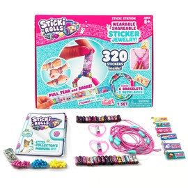 STICKI Rolls Sticki Station - Ultimate DIY Sticker Jewelry Kit | Includes 320 Mini Stickers | Builds 6 Bracelets & 2 Necklaces | 2 Pendants & 144 Beads | Over 1000 Designs to Collect! (Series 1)